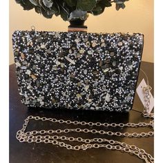 Glitter Stone Handbag /Clutch New With Tags And Packaging Shein Brand Beautiful Sparkling Handbag With Stones And Beads. Stones On One Side/ Solid Black On Reverse Side Silver Chain Strap **Measurements In Photos (5x7) Glamorous Sequin Bag For Night Out, Chic Glitter Shoulder Bag For Evening, Rectangular Sequin Bag For Evening, Trendy Embellished Bag For Night Out, Sparkling Clutch For Night Out, Rectangular Sequined Evening Bag, Rectangular Sequin Evening Bag, Rectangular Sequin Evening Bag For Night Out, Sequin Rectangular Evening Bag For Night Out