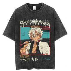 Oversized Wash Graphic Casual T-shirt – Kira Cloth Demon Slayer T Shirt, Sanemi Shinazugawa, Hello Kitty Shoes, Ladies Short Jackets, Anime Tshirt, Streetwear Summer, T Shirt Oversized