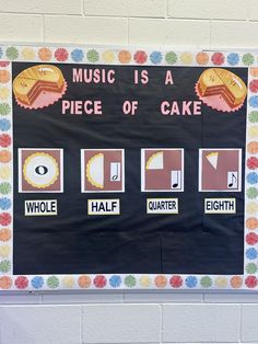 a bulletin board with music is a piece of cake