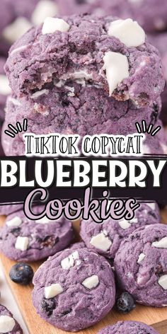 blueberry cookies stacked on top of each other with the words tik tok copy