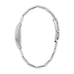 Stylish and contemporary, this watch features a 22mm stainless steel case and Roman numerals on silver-white dial. The bracelet secures with a double-press buckle closure. Classic Watch Women, Women's Watch, White Dial, Roman Numerals, Stainless Steel Case, Womens Watches, Buckle, Stainless Steel, Bracelet