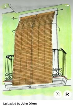 a drawing of a bamboo curtain on a balcony