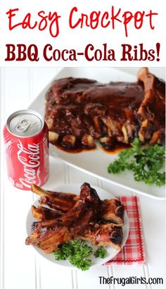 two plates with ribs covered in bbq coca cola