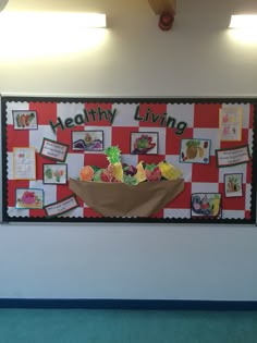 a healthy living bulletin board in an office