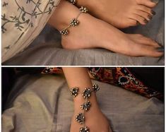 Silver Anklets Designs, Bracelet Combo, Anklets Indian, Anklet Designs, Indian Jewelry Earrings, Silver Jewellery Indian, Fancy Jewellery Designs, Indian Jewellery Design Earrings, Party Kleidung