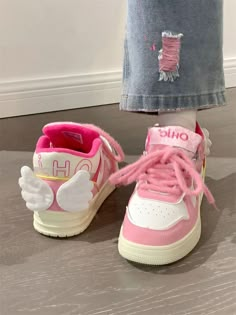 kawaii Angel Wings Sneakers Shoes MK18675 Kawaii Angel Wings, Kawaii Angel, Gothic Punk Fashion, Kawaii Store, Vintage Pumps, Harajuku Outfits, Spring Sandals, Girly Shoes, Elegant Shoes