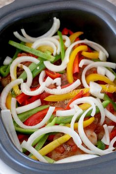 the food is prepared and ready to be cooked in the crockpot or slow cooker