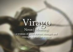 the words virago are written in white on a black and white background with an image of a woman holding a bow