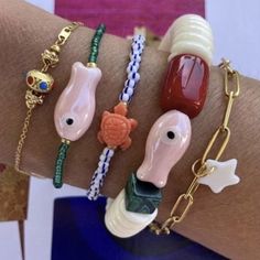 Lovely Colorful Ceramic Fish Bracelet Fashion Ceramic Beaded Jewelry Bohemian Accessories for Gift Ceramic Bead Jewelry, Fish Bracelet, Ceramic Beads Bracelet, Ceramic Accessory, Fishing Bracelet, Stack Bracelet, Fish Motif, Ceramic Fish, Bohemian Accessories