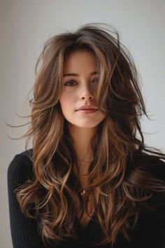 Side Bangs, Wavy Hair, Brown Hair, Long Hair, Bangs, A Woman, Hairstyles, Hair