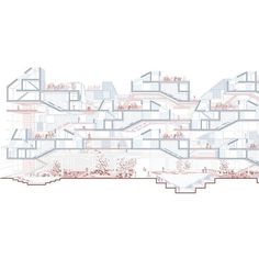 an architectural drawing of a building with multiple levels