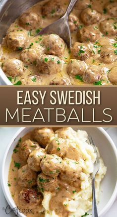 swedish meatballs on top of mashed potatoes Swedish Meatballs Oven, Swedish Turkey Meatballs, How To Make Swedish Meatballs, Meals Using Meatballs, Mashed Potato Meatballs, Meals With Mash Potatoes, Recipes For Friends, Fun New Dinner Ideas, Swedish Meatballs With Heavy Cream