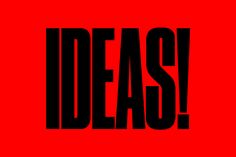 the word ideas written in black on a red background