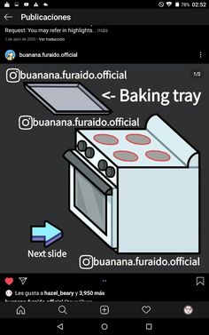 an app showing the instructions for baking