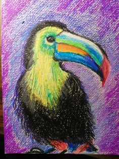 a colorful drawing of a toucan bird