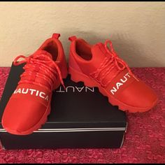 Brand Logo On Band Lace Up Padded Insole Man Made Upper And Sole Size 7.5 $21 Final Sale Nautica Shoes, Red Lace, Womens Shoes Sneakers, Brand Logo, Final Sale, Shoes Sneakers, Size 7, Lace Up, Women Shoes