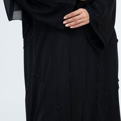 Spring 2023 Abaya Dubai Fashion - Modern Abaya with Intricate Handmade Embroidery. Layer it over tailored or casual separates to suit any occasion. - Express 3 day shipping SKU # 105 Black Abaya Designs Dubai Style, Black Abaya Designs Dubai, Abaya Designs Dubai, Abaya Noir, Black Abaya Designs, Modern Abaya, Abaya Black, Abaya Kimono, Dubai Abaya