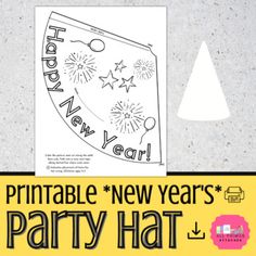 a new year's party hat with the words happy new year on it