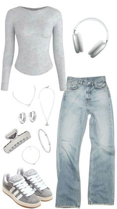 Outfit Ideas With Adidas Shoes, Adidas Campuses Outfit, Outfit Ideas With Adidas Campus, Outfits To Wear With Campus 00s, Aesthetic Winter Outfits School, Outfit Ideas With Campus 00s, Adidas Girl Aesthetic, Outfit With Adidas Campus, Gray Campus 00s Outfit