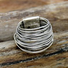 Handmade Wraparound Silver Wire Ring Sterling Silver Ring | Etsy Silver Wire Rings, Wire Ring, Statement Ring Silver, Wire Rings, Wire Wrapped Rings, Unique Jewelry Designs, Thumb Rings, Wrap Rings, Ring Sterling Silver