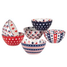 four bowls with stars and stripes on them