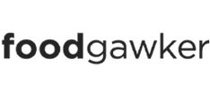 the foodgawker logo is shown in black and white, with an image of a