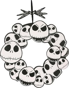 a wreath made out of skulls with a cross on top