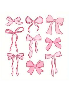 pink bows are shown on a white background