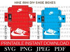 the nike shoe box is shown in red, blue and white with an instagramble instant