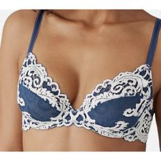 Nwt Wacoal 36ddd Instant Icon Underwire Bra 851322 Blue 118552 36ddd New With Tags Blue Stunning, Romantic, Cross-Dyed Scroll Lace, A Subtly Sexy Plunge And A Curve-Flattering Fit Keep You Ready For Anything In Wacoal's Instantly Iconic Bra. Style #851322 Closure: Hook-And-Eye Back Closure Special Features: Inner Side Sling For Shaping And Support Imported Cups: Seamed Cups For Superior Lift And Natural Shaping Straps: Adjustable, Low-Stretch Satin Straps For Added Support Support Level: Underwire Support; Provides Lift Coverage: Average Coverage Materials & Care Body: Polyester/Nylon/Spandex; Lining: Nylon Hand Wash Elegant Fitted Blue Bra, Blue Full Cup Bra, Elegant Blue Seamless Bra, Blue Partially Lined Underwire Bra, Elegant Blue Bra With Lace Trim, Elegant Blue Lace Bra, Elegant Blue Partially Lined Bra, Blue Lace Push-up Bra, Lace Underwire