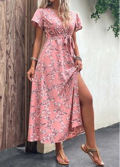 Color:Pink;Size:XL;Size:2XL;Package Contents:1 X Dress , 1 X Belt;Occasion:Sport; Maxi Dress Ideas, Dresses For Date Night, Spring Rose, Belted Maxi Dress, Wedding Bridal Dress, Elegant Evening Gowns, Outfit Tips, Pink Belt, Trendy Swimsuits