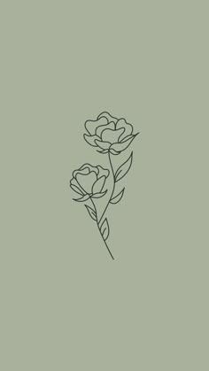 a single line drawing of flowers on a green background