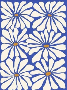 a blue and white flower design with four petals in the center, on a light blue background