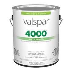 Ideal for residential, commercial or rental properties, Valspar® 4000® Interior/Exterior Alkyd Enamel Paint's commercial-grade formula provides good hide and coverage, great touch-up and spray-ability — delivering a uniform finish that helps hide imperfections. Valspar 4000 Satin Pastel Enamel Tintable Oil-based Interior Paint (1-Gallon) | 007.9451857.007 White Ceiling Paint, Lowes Paint, White Interior Paint, Wall Stains, Valspar Paint, Glazed Brick, Flat Interior, Paint Types, Paint Primer