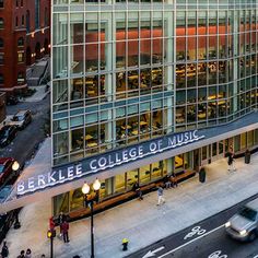 an aerial view of the berkle college of music building