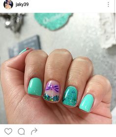 Little mermaid nails More Kids Mermaid Nails, Ariel Inspired Nails, Princess Ariel Nails, Short Nail Designs Mermaid, Little Mermaid Nail Art, Lil Mermaid Nails, Little Mermaid Nails, Unicorn Nails Designs