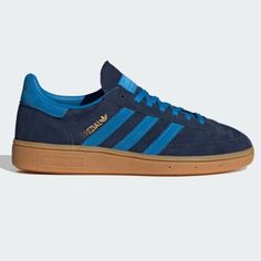 Brand new NWT Adidas Handball Spezial W Sneakers in Night Indigo Bright Blue Navy Gum Sole Size Women’s 7.5 💙🩵. Sold out on Adidas site. Gorgeous colorway! Never worn & box with extra navy blue laces shown in photos included. *These are made in Women’s sizes, please read sizing reviews. Will ship same day if ordered before 12PM EST M-Sat excluding holidays.* SHOES BORN IN THE '70S AND MADE FOR MODERN LIFE. Go where your spirit moves you in these adidas sneakers. First released in 1979 for pro indoor courts and since adopted as street style icons, the low-profile Handball Spezial shoes channel an always-on retro vibe. The design is now reimagined for free spirits who set their own course. Premium suede shapes the upper, accented by suede 3-Stripes and other signature details inspired by a Blue Adidas Sportswear Sneakers, Adidas Nmd R1 White, Shoes Born, Adidas Nizza Platform, Spezial Shoes, Rose Gold Adidas, Nmd Sneakers, Adidas Handball Spezial, Adidas Handball