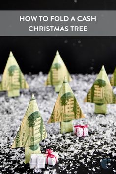 how to fold a cash christmas tree with origami blocks and gift wrapped presents