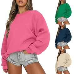 qolati Womens Sweatshirts Long Sleeve Crewneck Oversized Pullover Sweaters Casual Comfy Fall Fashion Outfits Y2k Clothes 2023 Size Question: QI normally wear size Medium and i've a little worry about the szie, which size should i order? Awe are Asian Size,run smaller than US size,so i will suggest you choose one size or two size larger than you usual size, it will be more relax and comfortable. Product Information: Season:Four Seasons Gender:Women Occasion:Home,Daily Material:Polyester Style:Cas Womens Oversized Sweatshirts, Oversized Pullover Sweaters, Oversize Pullover, Crewneck Sweatshirt Women, Womens Sweatshirts, Outfits Y2k, Cropped Pullover, Dress Sweater, Y2k Clothes