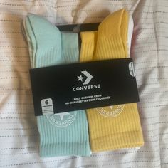 Convers Socks Size 4-10 Colors Blue, White, Grey, Yellow, And Red 6 Pairs Total Casual Sports Socks, Blue Non-slip Casual Socks, Casual Blue Non-slip Socks, Casual Sports Socks For Spring, Yellow Sporty Socks For Sports, Sporty Multicolor Cotton Socks, Sporty Yellow Cotton Socks, Casual Multicolor Socks For Streetwear, Casual Yellow Socks For Spring