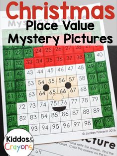 christmas themed place value mystery pictures for kids to practice numbers and subtractions