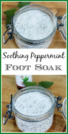 Peppermint Foot Soak, Diy Foot Soak, Foot Soak Recipe, Lip Scrubs, Foot Soak, Scrub Recipe, Diy Spa, Homemade Bath Products, Diy Body