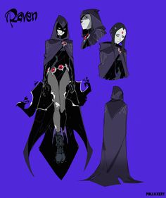 the concept art for raven from batman animated tv series, which is based on female characters