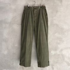 Size: 31x33 Waist - 31in Inseam - 33in Front Rise - 13.5 Leg Opening - 10in Hip - 24in Thigh - 14.5in General Wear, Check All Measurements Before Purchasing, No Refund Will Be Allowed All Information Is Provided In Each Description. Us Military Trousers, Field Pants, Amazing Unique Repair Shown In Photos, Adjustable Button Leg Opening, Button Fly, Korean War Era, Nice Thick Quality Cotton Canvas Feel, Very Durable, Like Workwear Cotton Canvas Almost, Built In Back Pocket, Chino Style Pants, 50s, 1950s Military Pants, Hand Field Repair. Small Repair On The Back Of The Right Leg And A Few Small Match Or Small Scratches. Field Pants, Military Pants, Us Military, Vintage Pants, Style Pants, Khaki Chinos, Trouser Pants, Mens Trousers, Chinos Pants