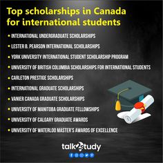 a black and white photo with the words top scholarships in canada for international students