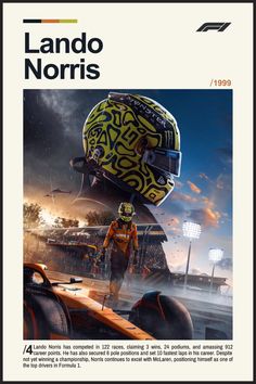 the front cover of a magazine with an image of a man in a racing helmet