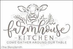 the stencil shop farm house kitchen rubber stamp, with an image of a cow