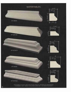 architectural details showing the different materials used to make an arch and window seal for windows