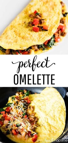 an omelette with spinach, tomatoes and cheese on top