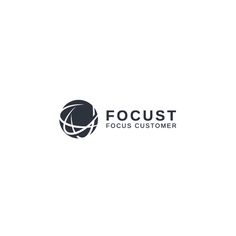 the logo for focus customer, which is designed to look like an abstract sphere with a circular